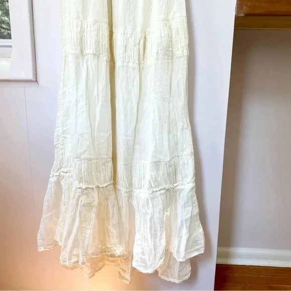 New Free People Taking Sides Maxi Dress Long Summer in Ivory White Large - Picture 6 of 10